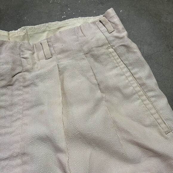 Vintage 60s Orange Seersucker Nylon Striped Pants 32x30 - Picture 3 of 7